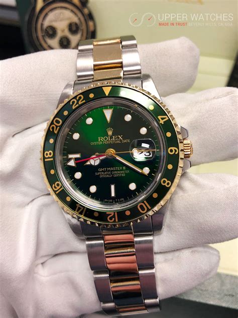 gold rolex gmt with green dial|rolex day date gold green.